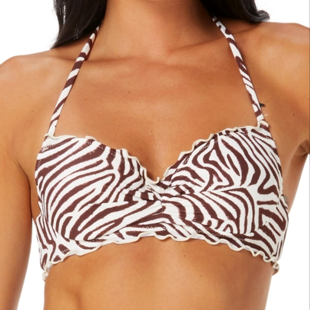 Sundazed | Nixie Zebra Print Ruffled Bikini Swim Top Size